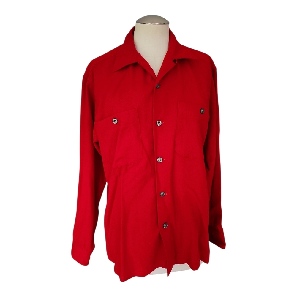 Pendleton 100% Wool Button-Up Shirt Red Size Medi… - image 2